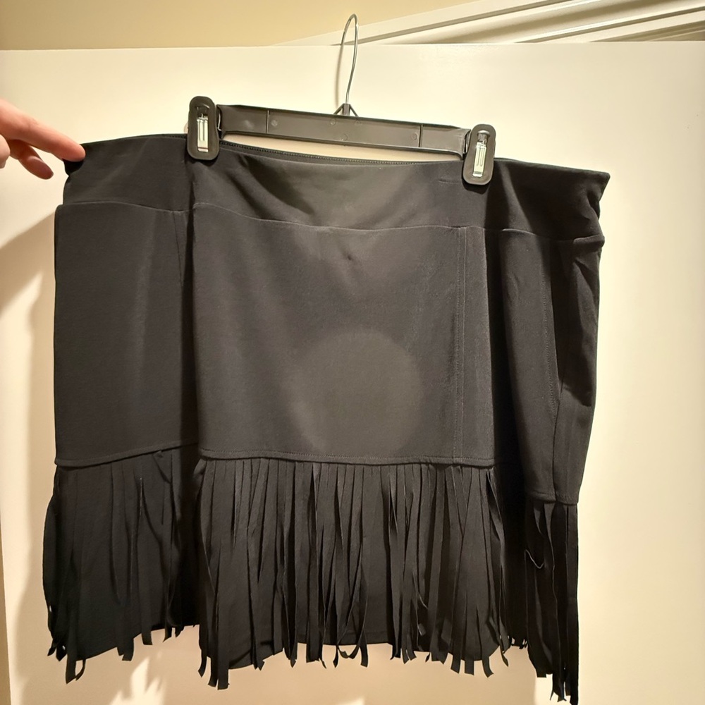 Chico's Elegant Black Fringe Mini Skirt